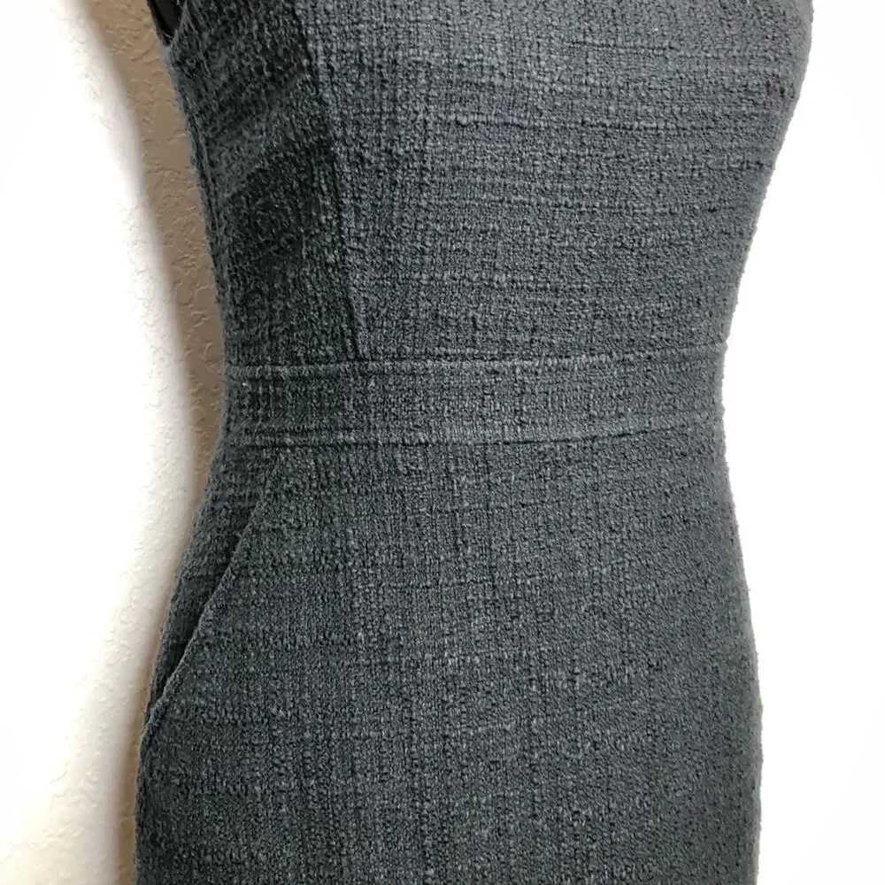 J Crew black fringe trim bouchle knit sleeveless sheath dress size 6